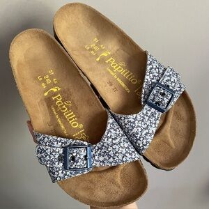 Papillio Birkenstock Blue Floral Single Strap Madrid Sandals - 37/6-6.5, Narrow